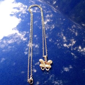 SILVER BUTTERFLY NECKLACE WITH SILVER ENCLOSURE